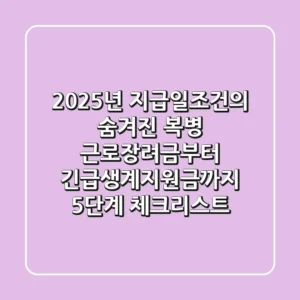 "2025년 지급일조건의 숨겨진 복병": 근로장려금부터 긴급생계지원금까지, 5단계 체크리스트