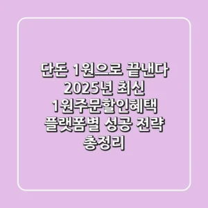 "단돈 1원으로 끝낸다", 2025년 최신 1원주문할인혜택 플랫폼별 성공 전략 총정리