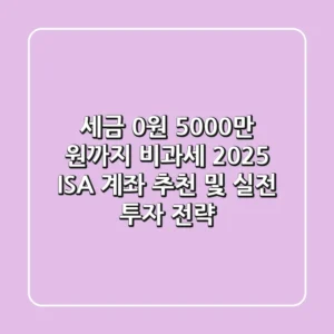 "세금 0원, 5,000만 원까지 비과세?", 2025 ISA 계좌 추천 및 실전 투자 전략