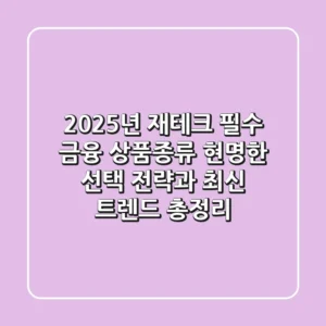 "2025년 재테크 필수", 금융 상품종류 현명한 선택 전략과 최신 트렌드 총정리