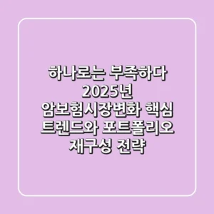 "하나로는 부족하다", 2025년 암보험시장변화 핵심 트렌드와 포트폴리오 재구성 전략