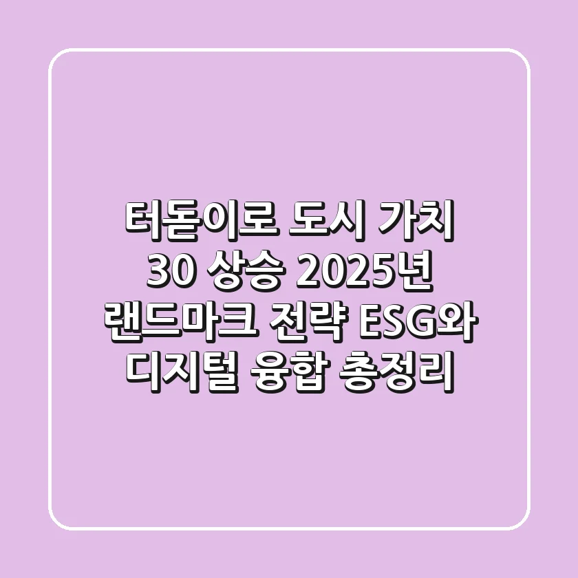 "터돋이로 도시 가치 30% 상승", 2025년 랜드마크 전략: ESG와 디지털 융합 총정리