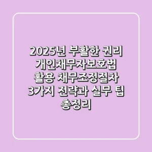 "2025년 부활한 권리", 개인채무자보호법 활용 채무조정절차 3가지 전략과 실무 팁 총정리