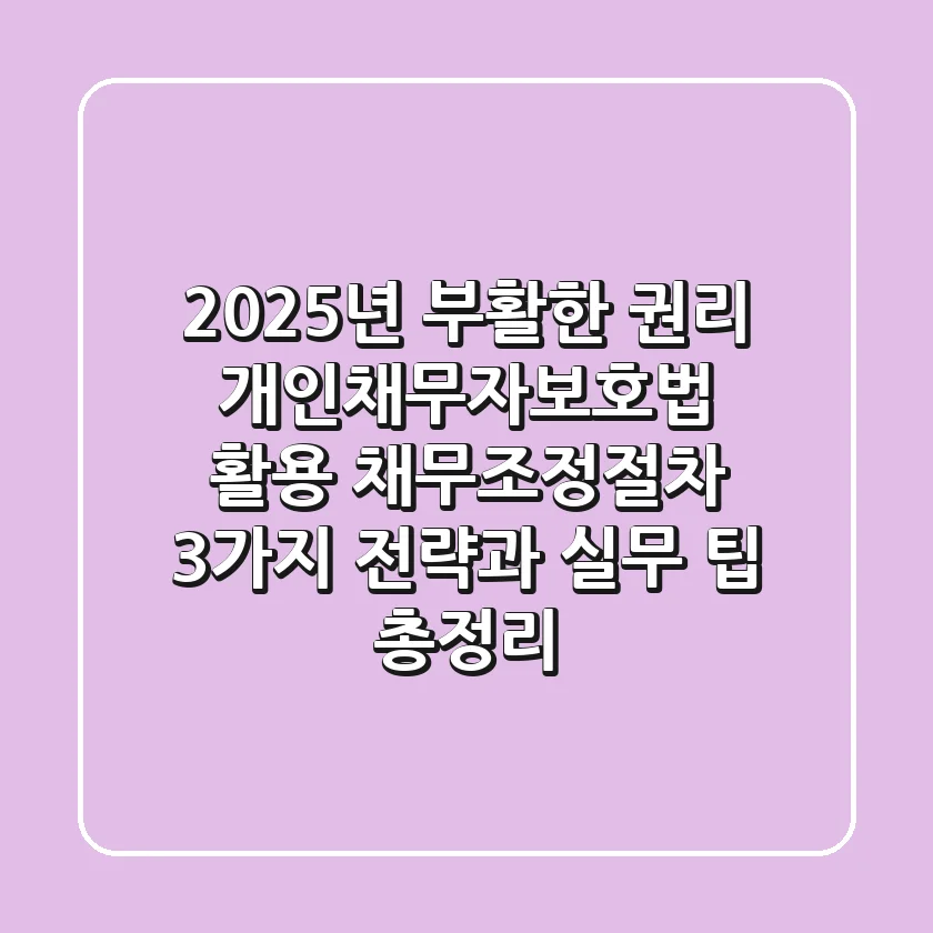 "2025년 부활한 권리", 개인채무자보호법 활용 채무조정절차 3가지 전략과 실무 팁 총정리