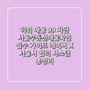 "허위 매물 99% 차단", 서울부동산매물확인 필수 가이드: 네이버 X 서울시 협력 시스템 총정리