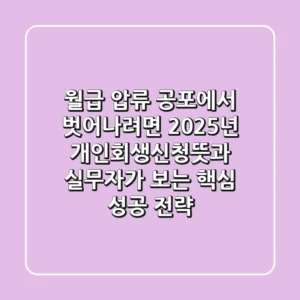 "월급 압류 공포에서 벗어나려면", 2025년 개인회생신청뜻과 실무자가 보는 핵심 성공 전략