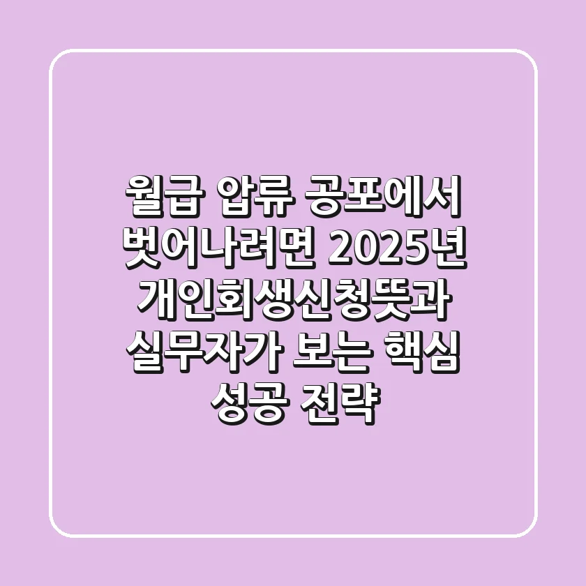 "월급 압류 공포에서 벗어나려면", 2025년 개인회생신청뜻과 실무자가 보는 핵심 성공 전략