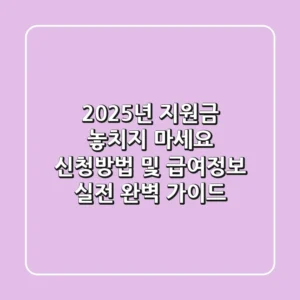 "2025년 지원금 놓치지 마세요", 신청방법 및 급여정보 실전 완벽 가이드