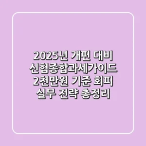 "2025년 개편 대비", 신협종합과세가이드: 2천만원 기준 회피 실무 전략 총정리