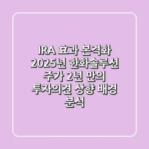 "IRA 효과 본격화", 2025년 한화솔루션 주가, 2년 만의 투자의견 상향 배경 분석