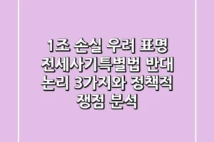 “1조 손실” 우려 표명, 전세사기특별법 반대 논리 3가지와 정책적 쟁점 분석