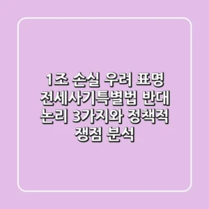 "1조 손실" 우려 표명, 전세사기특별법 반대 논리 3가지와 정책적 쟁점 분석