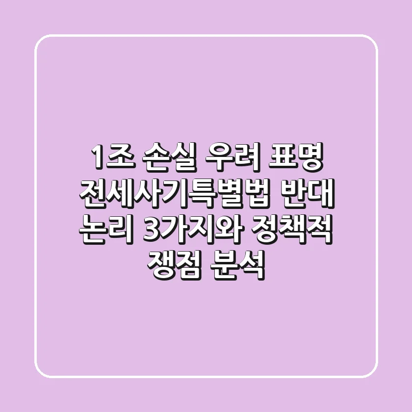 "1조 손실" 우려 표명, 전세사기특별법 반대 논리 3가지와 정책적 쟁점 분석