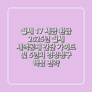 “월세 17% 세금 환급?”, 2025년 월세 세액공제 간단 가이드 및 5년치 경정청구 핵심 전략