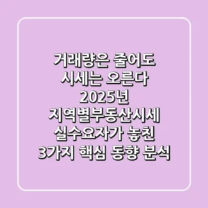 "거래량은 줄어도 시세는 오른다", 2025년 지역별부동산시세, 실수요자가 놓친 3가지 핵심 동향 분석