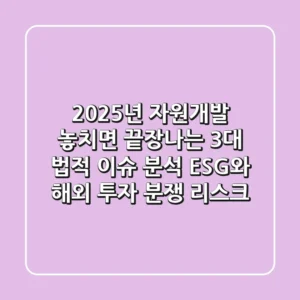 2025년 자원개발, 놓치면 끝장나는 3대 법적 이슈 분석: ESG와 해외 투자 분쟁 리스크