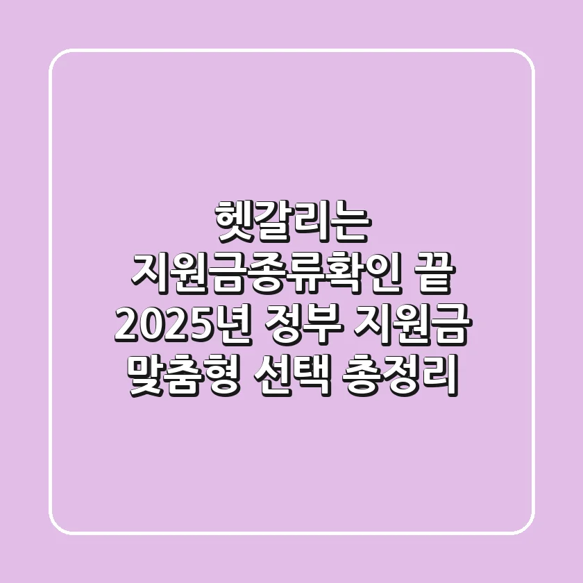 "헷갈리는 지원금종류확인 끝!", 2025년 정부 지원금 맞춤형 선택 총정리