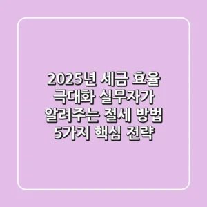 "2025년 세금 효율 극대화", 실무자가 알려주는 절세 방법 5가지 핵심 전략