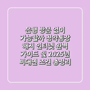 "은행 방문 없이 가능할까?", 청약통장 해지 인터넷 완벽 가이드 및 2025년 비대면 조건 총정리