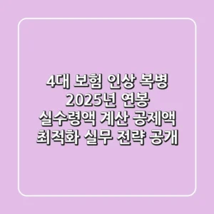 "4대 보험 인상 복병", 2025년 연봉 실수령액 계산, 공제액 최적화 실무 전략 공개