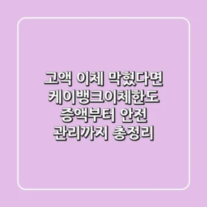 "고액 이체 막혔다면?", 케이뱅크이체한도 증액부터 안전 관리까지 총정리