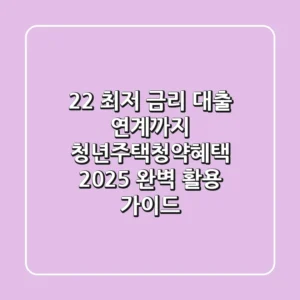 "2.2% 최저 금리 대출 연계까지", 청년주택청약혜택 2025 완벽 활용 가이드