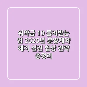 "위약금 10% 돌려받는 법?", 2025년 분양계약 해지 실전 협상 전략 총정리