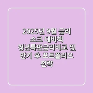 "2025년 9월 금리 쇼크 대비책", 청년특판금리비교 및 만기 후 포트폴리오 전략