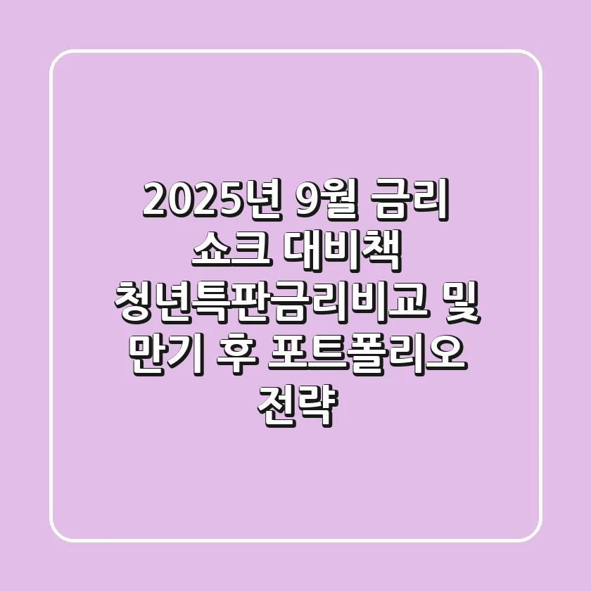 "2025년 9월 금리 쇼크 대비책", 청년특판금리비교 및 만기 후 포트폴리오 전략
