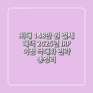 "최대 148만 원 절세 혜택", 2025년 IRP 이점 극대화 전략 총정리