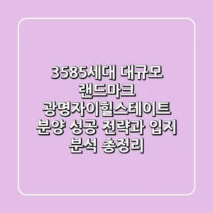 "3,585세대 대규모 랜드마크", 광명자이힐스테이트 분양 성공 전략과 입지 분석 총정리