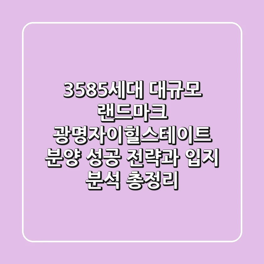 "3,585세대 대규모 랜드마크", 광명자이힐스테이트 분양 성공 전략과 입지 분석 총정리