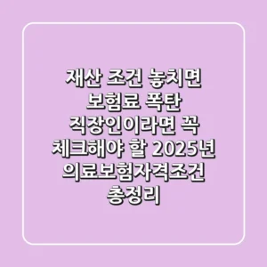 "재산 조건 놓치면 보험료 폭탄", 직장인이라면 꼭 체크해야 할 2025년 의료보험자격조건 총정리