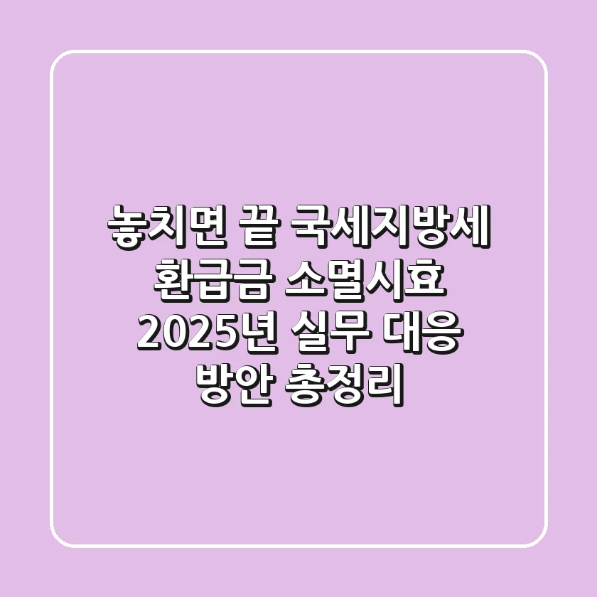 "놓치면 끝" 국세·지방세 환급금 소멸시효, 2025년 실무 대응 방안 총정리