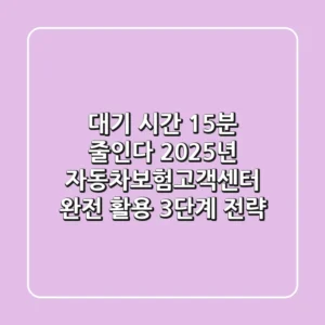 "대기 시간 15분 줄인다", 2025년 자동차보험고객센터 완전 활용 3단계 전략