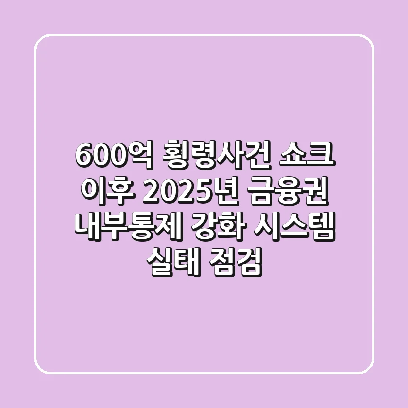 "600억 횡령사건" 쇼크 이후, 2025년 금융권 내부통제 강화 시스템 실태 점검