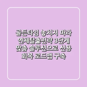 "골든타임 놓치지 마라", 연체탈출전략, 3단계 맞춤 솔루션으로 신용 회복 로드맵 구축